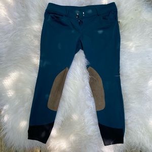 English riding breeches . Size 32R. Gently worn. Sea Blue. Knee Patch.